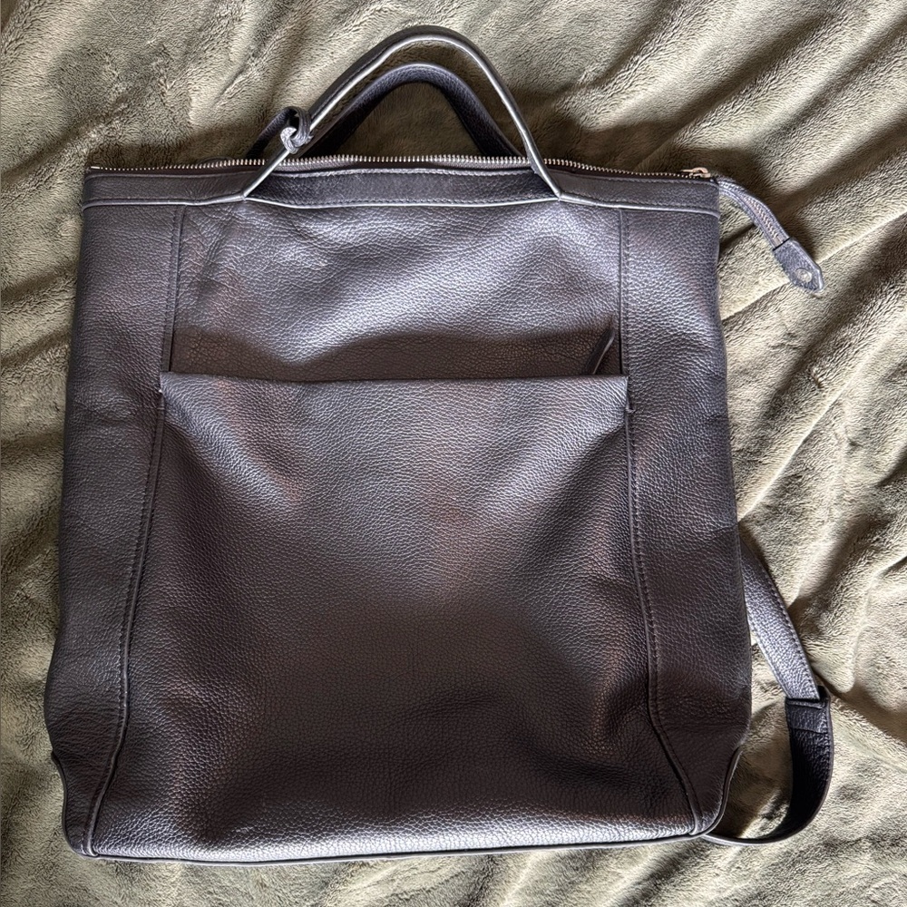 Cole Haan Grand Ambition Convertible Genuine Leather Travel Work Backpack Black